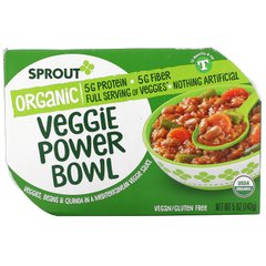 Чаша з овочами, від 12 місяців і старше, овочі, квасоля і кіноа в середземноморському овочевому соусі, Veggie Power Bowl, 12 Months & Up, Veggies, Beans & Quinoa In A Mediterranean Veggie Sauce, Sprout Organic, 142 г