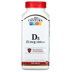 Вітамін Д3 21st Century (Vitamin D3) 1000 МО 500 таблеток