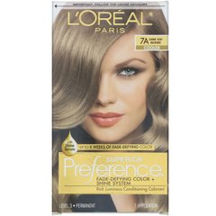 Фарба для волосся Superior Preference з технологією проти вимивання кольору і системою надання сяйва, холодний, темний попелястий блонд 7A, L'Oreal, на 1 застосування