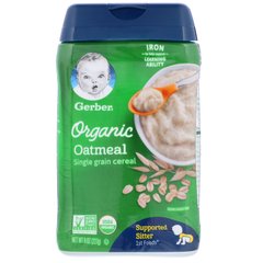 Органические овсяные хлопья для детей Gerber (Organic Oatmeal Single Grain Cereal) 227 г купить в Киеве и Украине