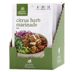 Суміш спецій для маринаду «Цитрус і трави», Simply Organic, 12 пакетиків, 28 г кожен