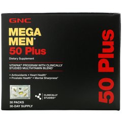GNC, Mega Men, мультивітаміни для чоловіків віком від 50 років, 30 пакетиків