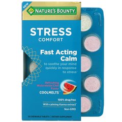Nature's Bounty, Coolmelts для зняття стресу, заспокійливість, освіжаючий кавуновий холод, 20 жувальних таблеток