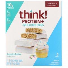 Протеїнові батончики, Protein +, ThinkThin, 5 батончиків по 40 г (1,41 унції) і 150 калорій кожен