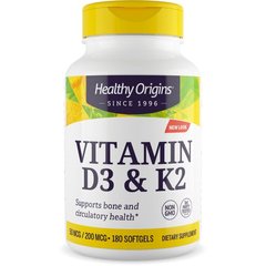 Витамин Д3 и К2 Healthy Origins (Vitamins D3 & K2) 2000 МЕ/200 мкг 180 капсул купить в Киеве и Украине