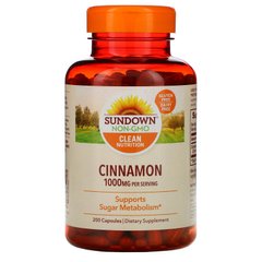 Кориця, Sundown Naturals, 1000 мг, 200 капсул