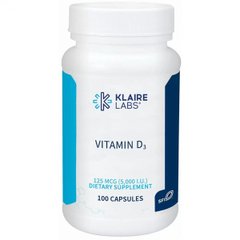 Вітамін Д3 Klaire Labs (Vitamin D3) 125 мкг 5000 МО 100 капсул