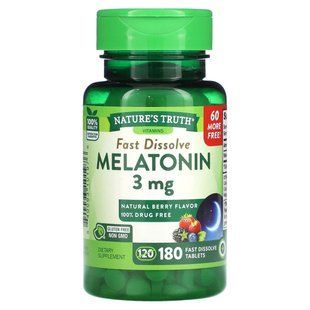 Nature's Truth, Sleep Melatonin, Natural Berry, 3 mg, 180 Fast Dissolve Tablets купить в Киеве и Украине