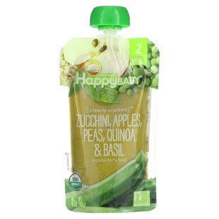 Happy Family Organics, Happy Baby, 6+ Months, Zucchini, Apples, Peas, Quinoa, & Basil, 4 oz (113 g) купить в Киеве и Украине