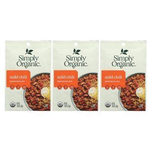 Simply Organic, Чилі, суміш приправ, 3 упаковки по 28 г (1 унція).