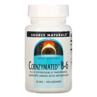 Витамин B-6 с коферментами, Coenzymated B-6, Source Naturals, 25 мг под язык, 120 таблеток купить в Киеве и Украине