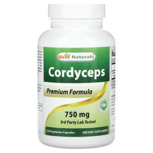 Best Naturals, кордицепс, 750 мг, 120 вегетаріанських капсул