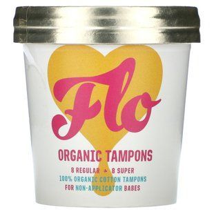 Here We Flo, Organic Tampons, Regular + Super, 16 Tampons купить в Киеве и Украине