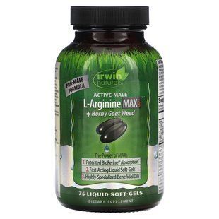 Irwin Naturals, Active-Male, L-Arginine Max3 + Horny Goat Weed, 75 Liquid Soft-Gels купить в Киеве и Украине