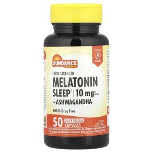 Sundance Vitamins, Extra Strength Melatonin Sleep + Ashwagandha, 50 Quick Release Capsules купить в Киеве и Украине