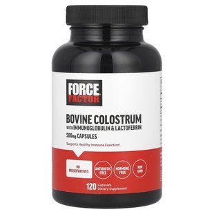 Force Factor, Bovine Colostrum With Immunoglobulin & Lactoferrin, 500 mg, 120 Capsules купить в Киеве и Украине