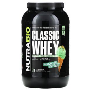NutraBio, Classic Whey Protein, Pistachio Delight, 2 lb (907 g) купить в Киеве и Украине