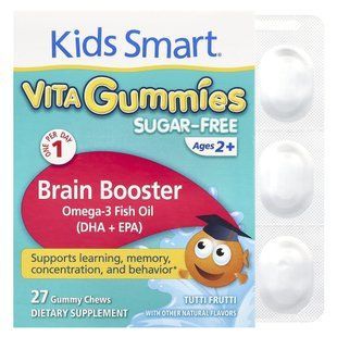 Bioglan, Kids Smart&reg;, Vita Gummies, Brain Booster, Sugar-Free, Ages 2+, Tutti Frutti, 27 Gummy Chews купить в Киеве и Украине