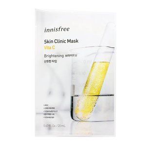 Маска для клініки шкіри, Vita C, освітлення, Skin Clinic Mask, Vita C, Brightening, Innisfree, 1 лист, 20 мл