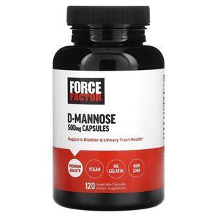 Force Factor, D-маноза, 500 мг, 120 рослинних капсул