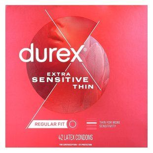 Durex, Extra Sensitive Thin, Regular Fit, 42 Latex Condoms купить в Киеве и Украине