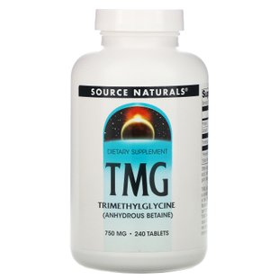 Бетаин HCL, ТМГ, Триметилглицин, TMG Trimethylglycine, Source Naturals, 750 мг, 240 таблеток купить в Киеве и Украине