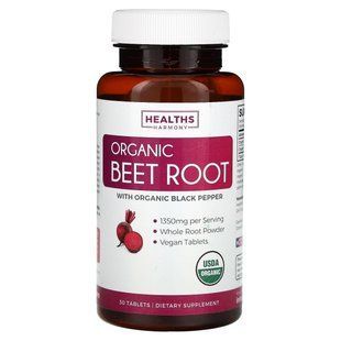 Healths Harmony, Organic Beet Root With Organic Black Pepper, 30 Tablets купить в Киеве и Украине