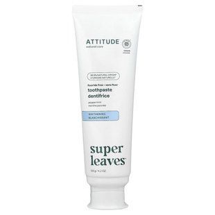 ATTITUDE, Super Leaves&trade;, Fluoride Free Toothpaste, Whitening, Peppermint , 4.2 oz (120 g)
