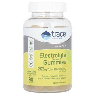 Электролиты&nbsp;Trace&nbsp;Minerals (Electrolyte&nbsp;Stamina&nbsp;Gummies) лимон&nbsp;лайм&nbsp;90&nbsp;жевательных&nbsp;мармеладок купить в Киеве и Украине