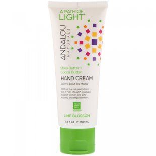 Крем для рук масло ши + какао масло липовий цвіт Andalou Naturals (Hand Cream) 100 мл