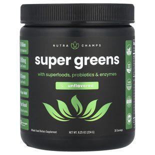 Комплекс зеленые с суперфудами пробиотиками и ензимами NutraChamps (Super Greens With Superfoods Probiotics & Enzymes) 234 г без вкуса купить в Киеве и Украине