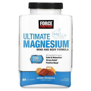 Force Factor, Ultimate Magnesium, Orange Creamsicle, 330 mg, 60 Soft Chews (165 mg per Chew) купить в Киеве и Украине