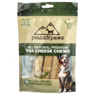 peaksNpaws, All Natural Premium Yak Cheese Chews, Medium, 3 Chews, 7.5 oz
