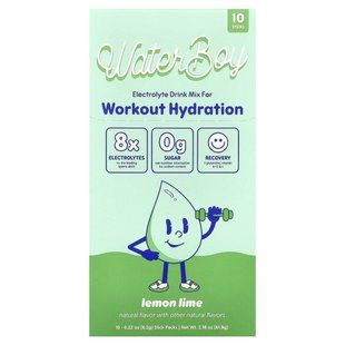 Waterboy, Workout Hydration, Electrolyte Drink Mix, Lemon Lime, 10 Stick Packs, 0.22 oz (6.2 g) Each