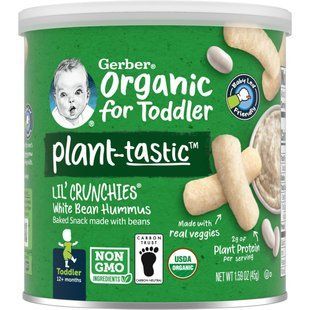 Gerber, Органические Lil 'Crunchies, хумус из белой фасоли, для малышей, от 12 месяцев, 1,59 унции (45 г) купить в Киеве и Украине