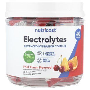 Nutricost, Electrolytes, Advanced Hydration Complex, Fruit Punch, 40 Stick Packs, 0.14 oz (4 g) Each купить в Киеве и Украине