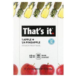 That's It, Fruit Bar, Apple + Pineapple, 12 Bars, 1.2 oz (35 g) Each купить в Киеве и Украине