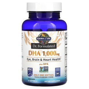 ДГК, лимон, Dr. Formulated, DHA, Lemon, Garden of Life, 1000 мг, 30 мягких капсул купить в Киеве и Украине