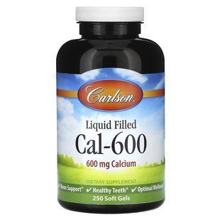 Calcium 600, Carlson Labs, 600, 600 mg, 250 capsules.