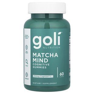 Жувальні таблетки матча для когнітивної підтримки Goli Nutrition (Matcha Mind Cognitive) 60 жувальних таблеток