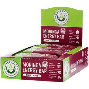 Энергетические батончики с морингой, черная вишня, Moringa Energy Bar, Black Cherry, Kuli Kuli, 12 батончиков, 1,6 унции (45 г) каждый купить в Киеве и Украине