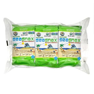 Grab & Go, Васаби, жареные закуски из морских водорослей, SeaSnax, 6 упаковок (.18 унций каждая) купить в Киеве и Украине