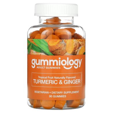 Мультивітаміни для дорослих з куркумою та імбиром смак тропічних фруктів Gummiology (Adult Turmeric & Ginger Gummies Tropical Fruit) 90 рослинних жувальних таблеток