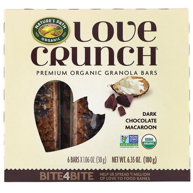 Органічні батончики з гранолою найвищої якості, «Кокосове печиво з чорним шоколадом», Nature's Path, 6 батончиків, 30 г кожен