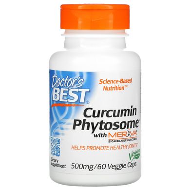 Куркумін, Curcumin Phytosome with Meriva, Doctor's Best, 500 мг, 60 вегетаріанських капсул