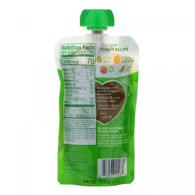 Tasty Vegetables, Organic Puree of Spinach, Apples, Sweet Potatoes, and Kiwi Happy Family Organics (Organic puree of spinach, apples, sweet potatoes, and kiwi) 120 g