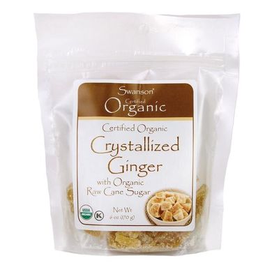Сертифікований органічний кристалізований імбир, Certified Organic Crystallized Ginger, Swanson, 170 г