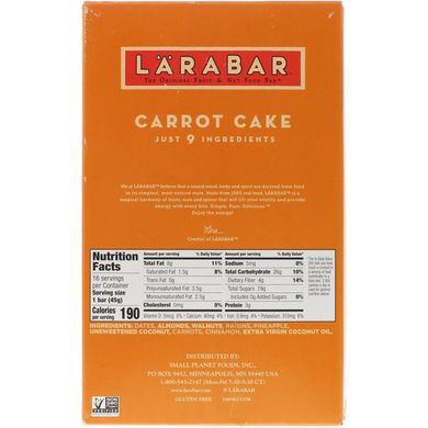 Батончики зі смаком морквяного пирога Larabar 16 бат.