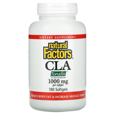 Natural Factors, CLA, суміш з кон'югованою лінолевою кислотою, 1000 мг, 180 м'яких капсул