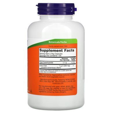 Кошачий коготь Now Foods (Cat's Claw) 500 мг 250 капсул купить в Киеве и Украине